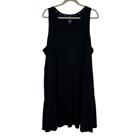 GAP Tiered Tank Dress size XXL True Black Knit Pullover with side Pockets New - Picture 1 of 10